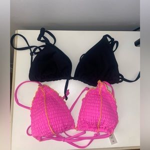 Two medium bathing suit tops. The black one is from Target. Pink is from SHEIN